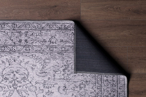 Digital Print Area Rug – Grey Medallion Cotton Washable Non Slip Carpet