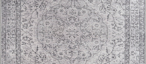 Digital Print Area Rug – Grey Medallion Cotton Washable Non Slip Carpet