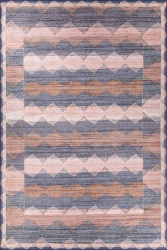 Geometric Cotton Rug – Washable Non Slip Area Carpet | Soft Microfiber, Thick Plush