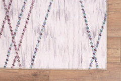 Beige Geometric Area Rug – Washable Non Slip Cotton Area Rug for Living Room