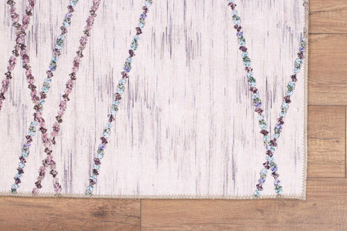 Beige Geometric Area Rug – Washable Non Slip Cotton Area Rug for Living Room