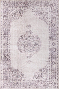 Beige Medallion Area Rug – Washable Non Slip Cotton Carpet for Living Room