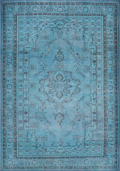 Digital Print Area Rug – Washable Non Slip Turquoise Medallion Cotton Carpet