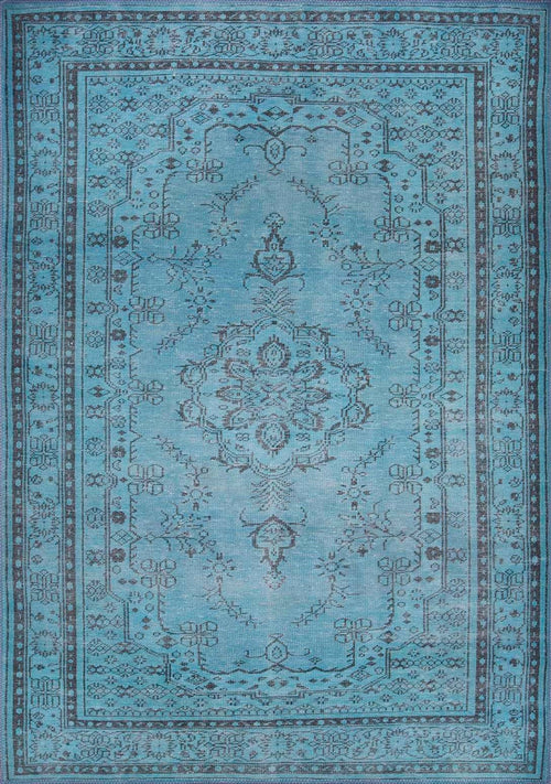 Digital Print Area Rug – Washable Non Slip Turquoise Medallion Cotton Carpet