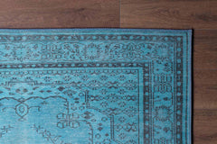 Digital Print Area Rug – Washable Non Slip Turquoise Medallion Cotton Carpet