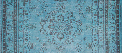 Digital Print Area Rug – Washable Non Slip Turquoise Medallion Cotton Carpet