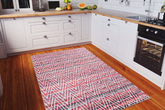 Pink Geometric Area Rug - Washable Non Slip Cotton Decorative Floor Carpet