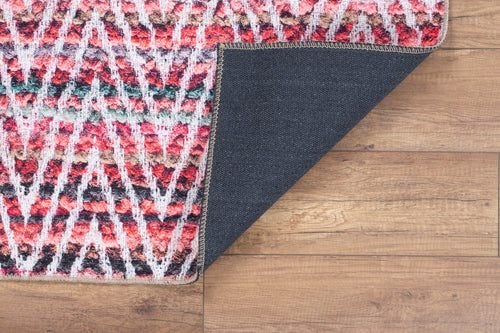 Pink Geometric Area Rug - Washable Non Slip Cotton Decorative Floor Carpet