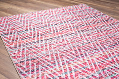 Pink Geometric Area Rug - Washable Non Slip Cotton Decorative Floor Carpet