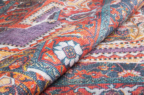 Patchwork Area Rug – Washable Non Slip Cotton Carpet for Living Room & Kitchen