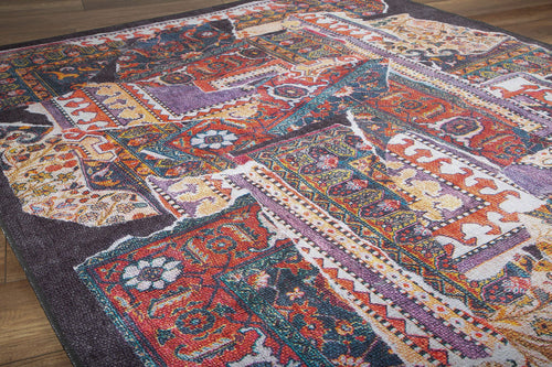 Patchwork Area Rug – Washable Non Slip Cotton Carpet for Living Room & Kitchen