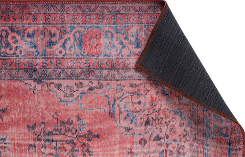 Digital Print Area Rug - Washable Non Slip Cotton Red Medallion Rug for Living Room