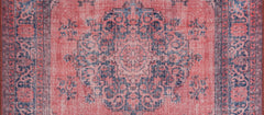 Digital Print Area Rug - Washable Non Slip Cotton Red Medallion Rug for Living Room