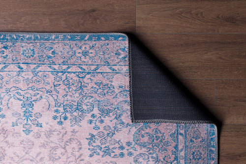 Digital Print Area Rug - Blue Medallion Cotton Soft Polyester Carpet Washable