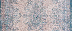 Digital Print Area Rug - Blue Medallion Cotton Soft Polyester Carpet Washable