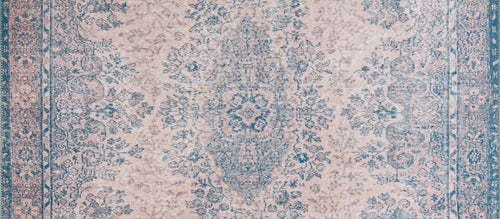 Digital Print Area Rug - Blue Medallion Cotton Soft Polyester Carpet Washable