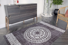 Pessac Anthracite Geometric Cotton Digital Print Area Rug