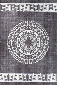 Pessac Anthracite Geometric Cotton Digital Print Area Rug