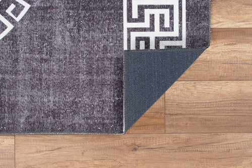 Pessac Anthracite Geometric Cotton Digital Print Area Rug
