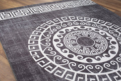 Pessac Anthracite Geometric Cotton Digital Print Area Rug