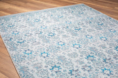 Blue Tribal Area Rug – Washable Non Slip Cotton Area Rug for Living Room