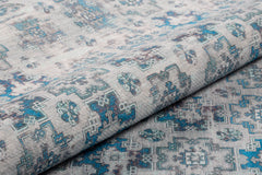 Blue Tribal Area Rug – Washable Non Slip Cotton Area Rug for Living Room