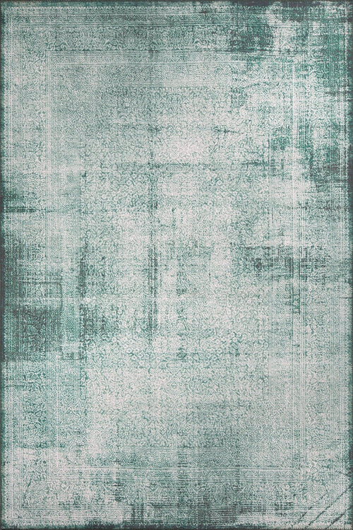 Vintage Cotton Area Rug - Washable Non Slip Green Soft Microfiber Rug for Living Room