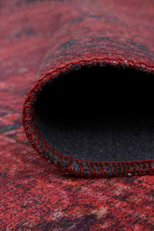 Ethnic Cotton Area Rug – Washable Non Slip Red Soft Microfiber Carpet