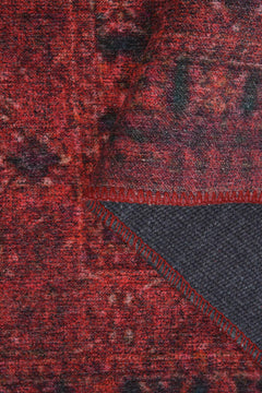 Ethnic Cotton Area Rug – Washable Non Slip Red Soft Microfiber Carpet