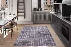 Grey Geometric Area Rug – Washable Non Slip Cotton Area Rug with Modern Design