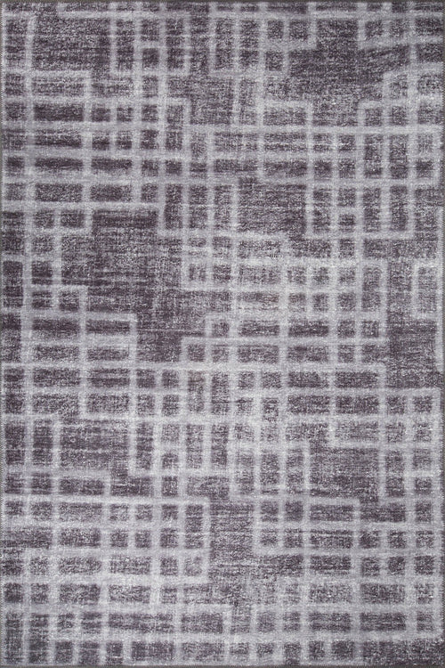 Grey Geometric Area Rug – Washable Non Slip Cotton Area Rug with Modern Design