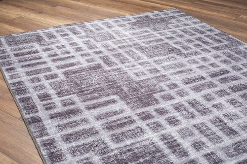 Grey Geometric Area Rug – Washable Non Slip Cotton Area Rug with Modern Design