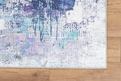 Modern Cotton Area Rug - Washable Non Slip Grey Area Rug with Soft Microfiber Carpet