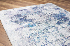 Modern Cotton Area Rug - Washable Non Slip Grey Area Rug with Soft Microfiber Carpet