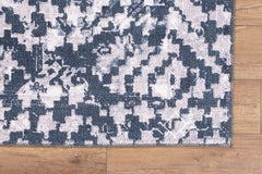 Blue Geometric Area Rug – Washable Non Slip Cotton Area Rug for Living Room