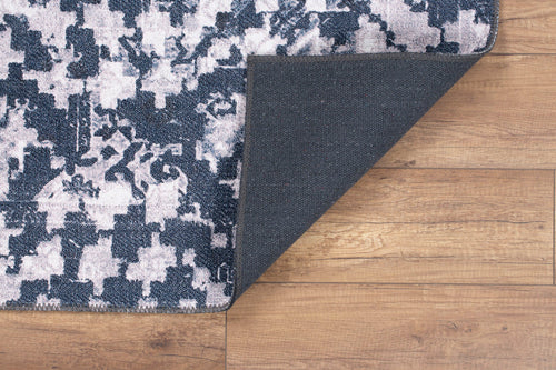 Blue Geometric Area Rug – Washable Non Slip Cotton Area Rug for Living Room