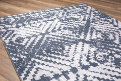Blue Geometric Area Rug – Washable Non Slip Cotton Area Rug for Living Room