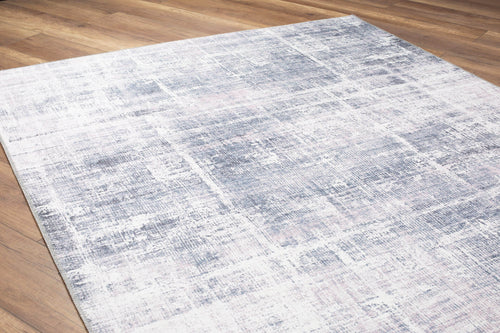 Modern Cotton Area Rug – Washable Non Slip Grey Polyester Woven Carpet