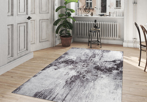 Modern Cotton Area Rug – Washable Non Slip Grey Soft Microfiber Carpet