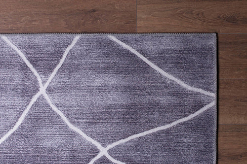 Grey Geometric Area Rug – Washable Non Slip Cotton Area Rug with Soft Microfiber