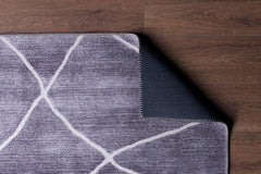 Grey Geometric Area Rug – Washable Non Slip Cotton Area Rug with Soft Microfiber