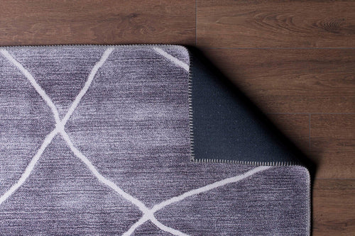 Grey Geometric Area Rug – Washable Non Slip Cotton Area Rug with Soft Microfiber