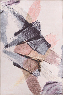 Modern Cotton Area Rug – Beige Washable Non Slip Soft Microfiber Carpet