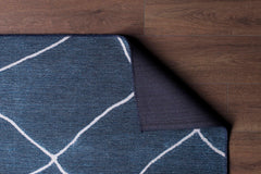 Navy Geometric Area Rug - Washable Non Slip Cotton Area Rug for Living Room