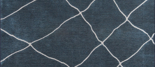 Navy Geometric Area Rug - Washable Non Slip Cotton Area Rug for Living Room