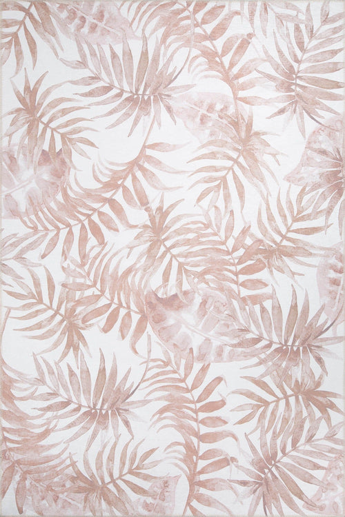 Pink Floral Area Rug – Washable Non Slip Cotton Rug With Soft Microfiber Plush