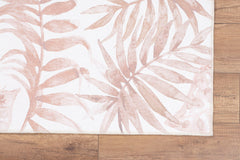 Pink Floral Area Rug – Washable Non Slip Cotton Rug With Soft Microfiber Plush