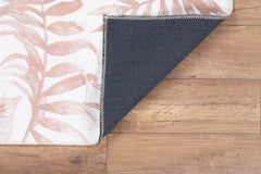 Pink Floral Area Rug – Washable Non Slip Cotton Rug With Soft Microfiber Plush