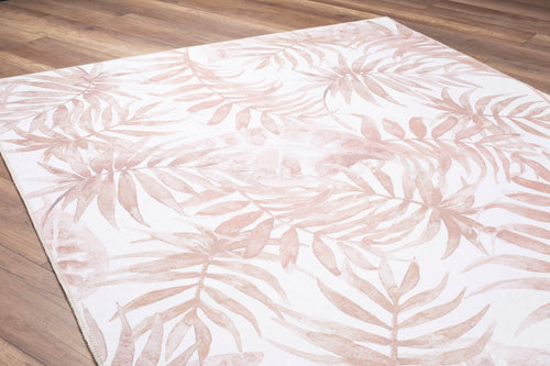 Pink Floral Area Rug – Washable Non Slip Cotton Rug With Soft Microfiber Plush