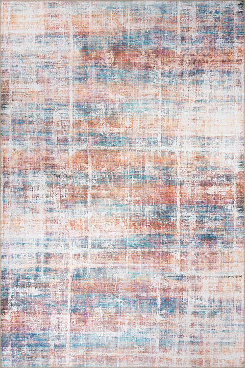 Modern Digital Print Rug - Red Cotton Area Rug | Washable Non Slip Soft Microfiber